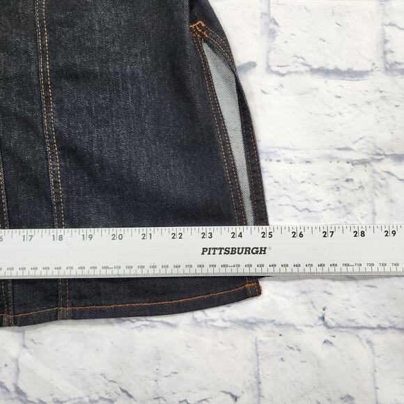 Chicos Jacket WOMENS 1 US M Black Denim Elongated Long Length Jean Topper Casual - Picture 3 of 8